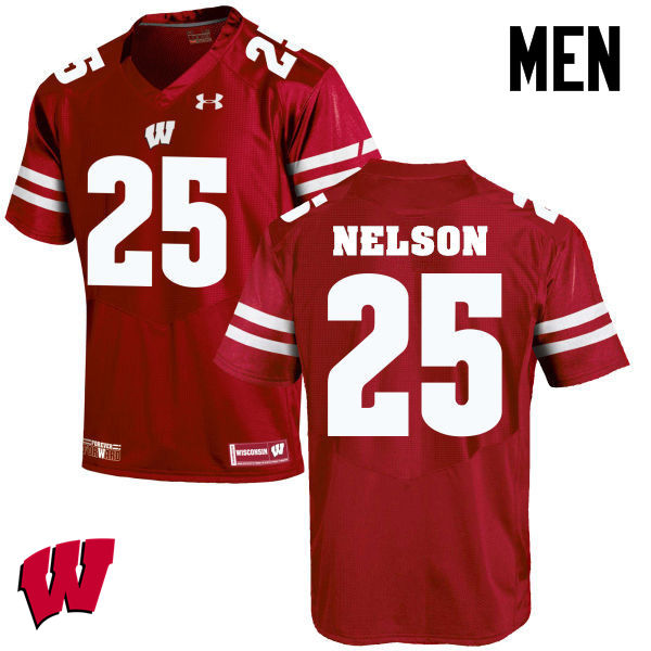 Wisconsin Badgers Men's #25 Scott Nelson NCAA Under Armour Authentic Red College Stitched Football Jersey LK40D14XJ